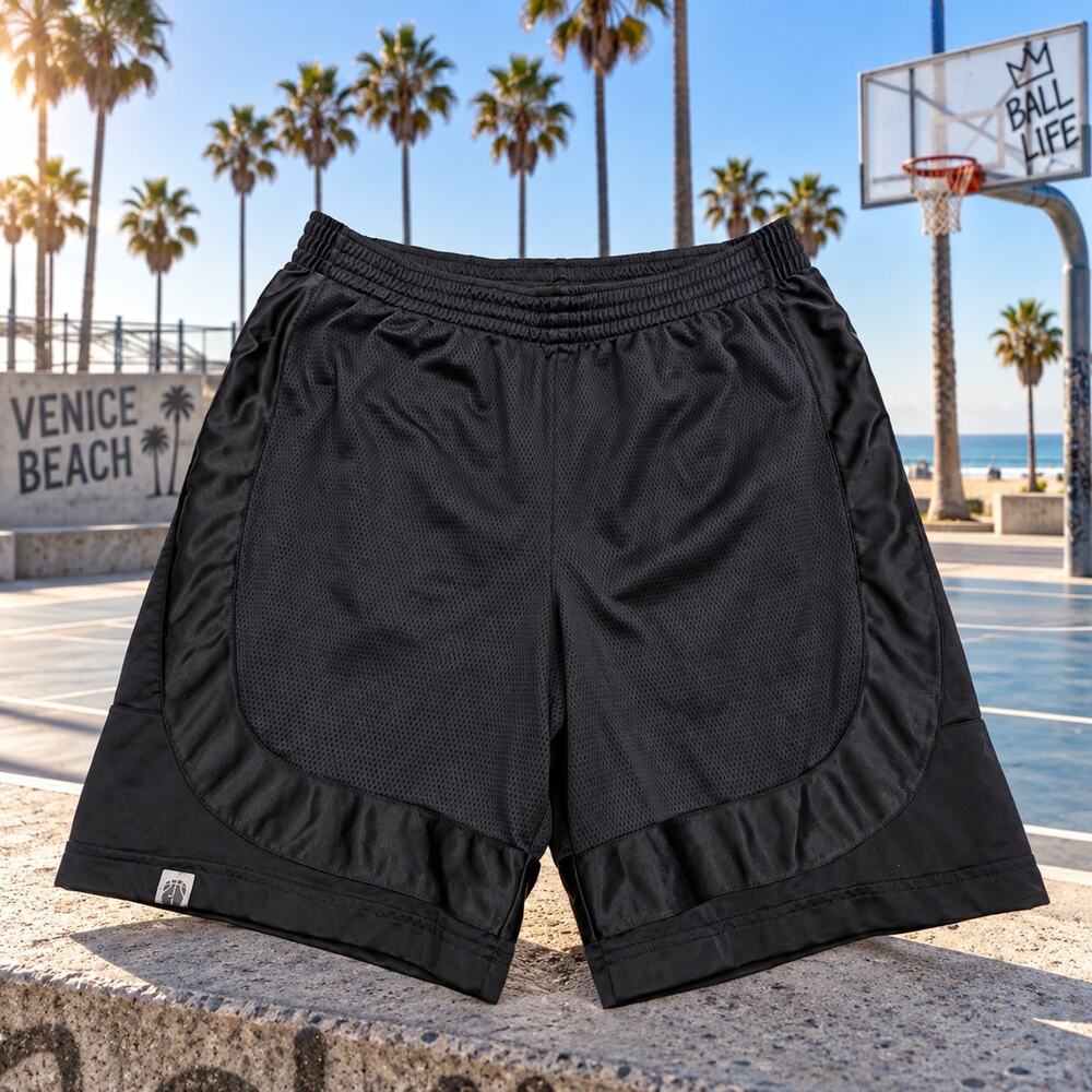 Nike Basketball Shorts Mens Large Black Mesh Swoosh Athletic Gym Vintage Style